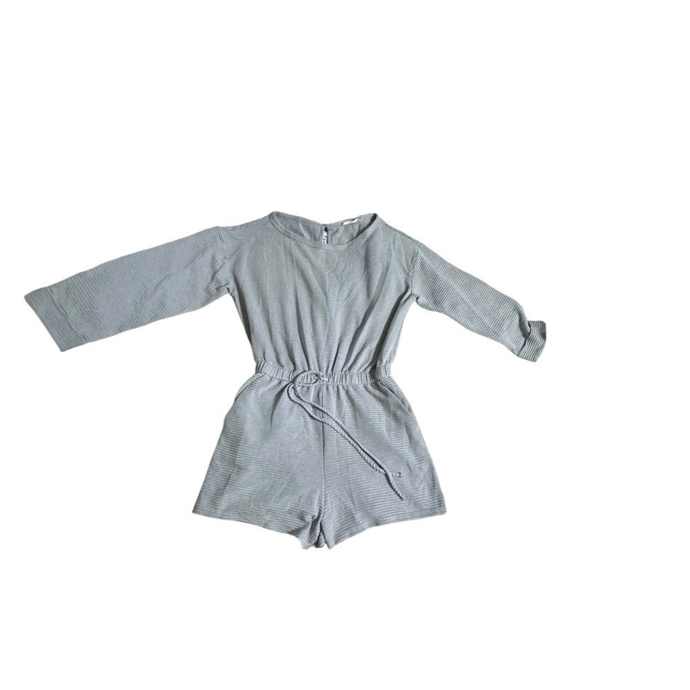 LUSH Gray soft long sleeve tie waist romper. Size small.